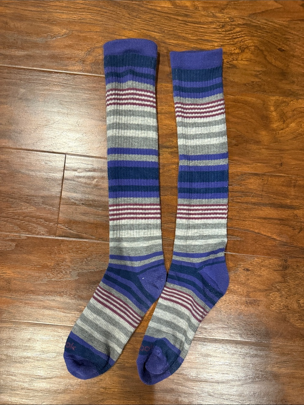 Purple & Gray Striped Knee-High Socks